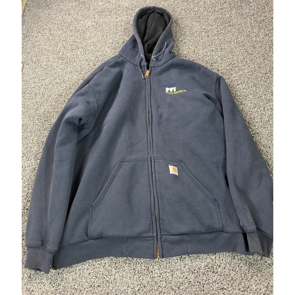 Carhartt Paxton Rain Defender Loose Fit Heavyweight Full Zip Hoodie Size XL Blue